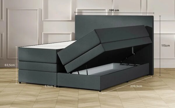 Zltahala.sk Kontinentálna posteľ Emma Premium boxspring 200x180 (typ I), tm. sivá (sawana 21)