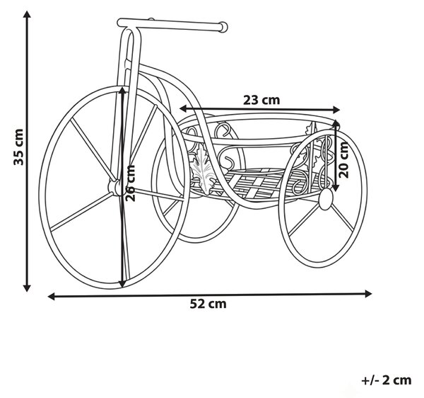 Stojan na rastliny krémová biela kov železo 52 x 26 x 35 cm tvar bicykla držiak na kvety provensalský štýl interiér exteriér