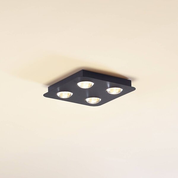 Lindby Stropné svietidlo Jyla, čierne matné, 25 x cm, 4-pl., Čierna, Chodba, kov, Moderný, Stropné svetlo