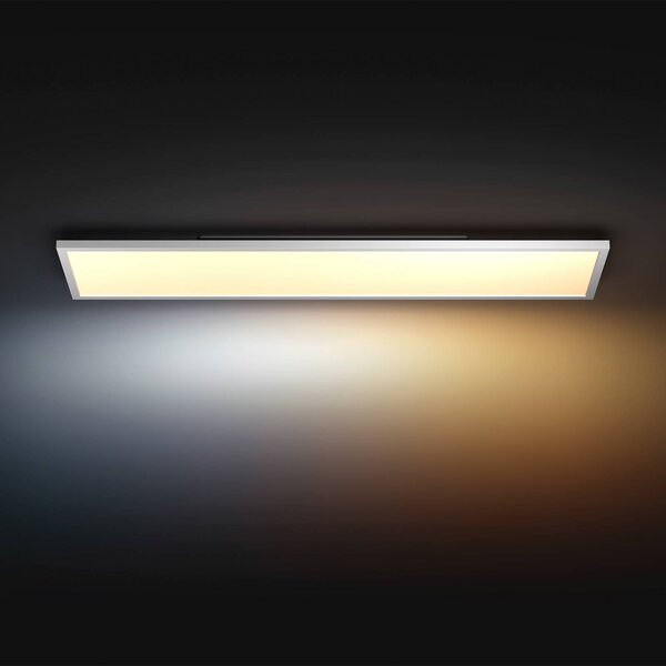 Philips Hue LED panel White Ambiance Aurelle, 120 x 30 cm, biely, Biela / opálová, Obývacia izba / jedáleň, kov, Moderný, Stropné svetlo