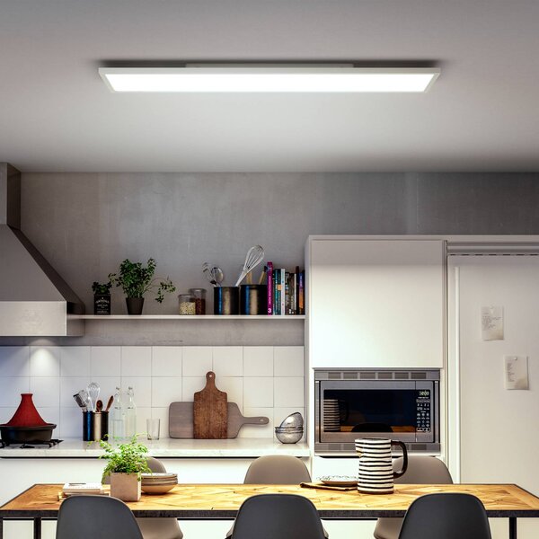 Philips Hue LED panel White Ambiance Aurelle, 120 x 30 cm, biely, Biela / opálová, Obývacia izba / jedáleň, kov, Moderný, Stropné svetlo