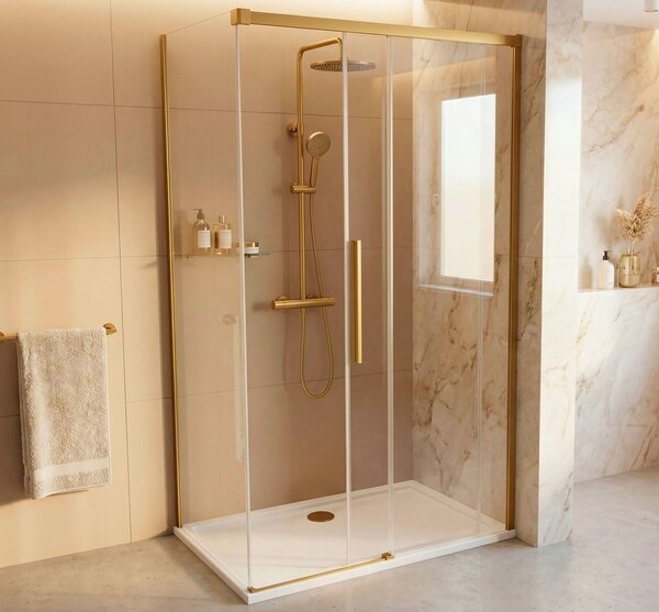 Gelco Gelco, LUXOR GOLD MATT štvorcová sprchová zástena 1000x1000mm L/P varianta, GU1210GGU5610G