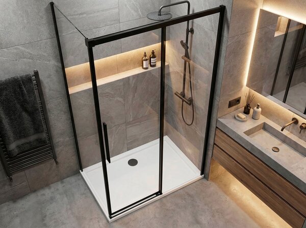 Gelco Gelco, LUXOR BLACK štvorcová sprchová zástena 1000x1000mm L/P varianta, GU1210BGU5610B