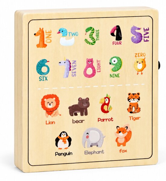 ECOTOYS Dřevěná interaktivní manipulační tabule s LED světly od 3 let