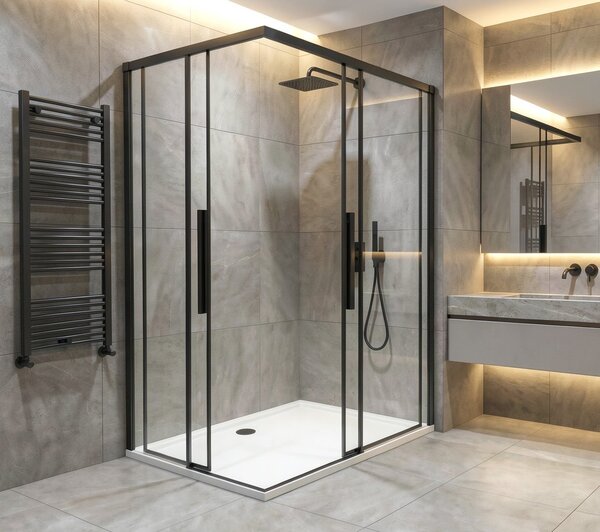 Gelco Gelco, LUXOR BLACK obdĺžniková sprchová zástena 900x800mm L/P varianta, rohový vstup, GU2190BGU2180B