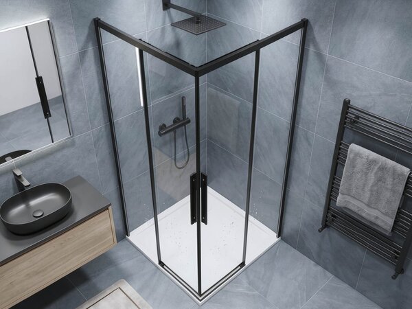 Gelco Gelco, LUXOR BLACK štvorcová sprchová zástena 800x800mm, rohový vstup, GU2280B
