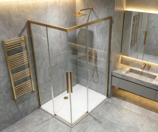 Gelco Gelco, LUXOR GOLD MATT obdĺžniková sprchová zástena 900x800mm L/P varianta, rohový vstup, GU2190GGU2180G