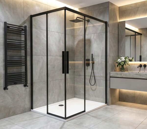 Gelco Gelco, LUXOR BLACK obdĺžniková sprchová zástena 900x800mm L/P varianta, rohový vstup, GU2190BGU2180B