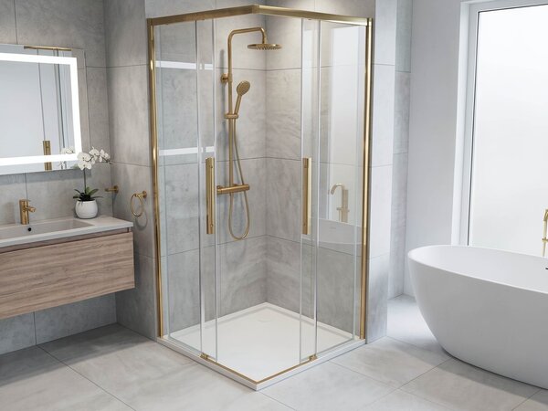 Gelco Gelco, LUXOR GOLD MATT obdĺžniková sprchová zástena 900x800mm L/P varianta, rohový vstup, GU2190GGU2180G