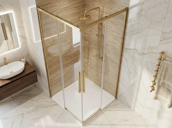 Gelco Gelco, LUXOR GOLD MATT štvorcová sprchová zástena 800x800mm, rohový vstup, GU2280G