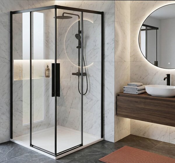 Gelco Gelco, LUXOR BLACK štvorcová sprchová zástena 800x800mm, rohový vstup, GU2280B