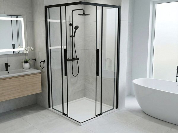 Gelco Gelco, LUXOR BLACK štvorcová sprchová zástena 800x800mm, rohový vstup, GU2280B