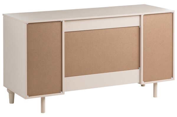 Písací stôl svetlohnedý MDF 140 x 50 cm 2 skrinky s dvierkami a policami úložný priestor škandinávsky štýl pracovňa