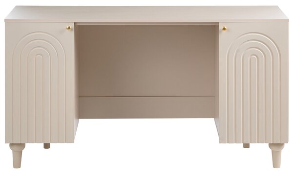 Písací stôl svetlohnedý MDF 140 x 50 cm 2 skrinky s dvierkami a policami úložný priestor škandinávsky štýl pracovňa