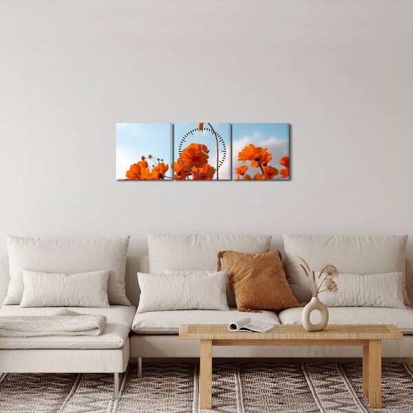 Obraz - Lúčne kvety (s hodinami) (90x30 cm)