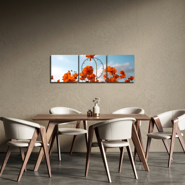 Obraz - Lúčne kvety (s hodinami) (90x30 cm)