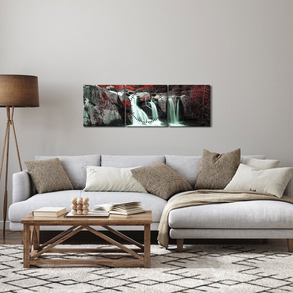 Obraz - Vodopády (s hodinami) (90x30 cm)