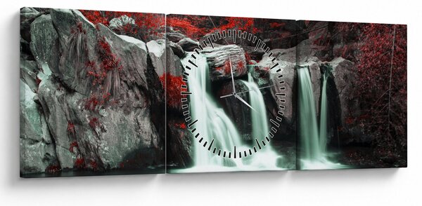 Obraz - Vodopády (s hodinami) (90x30 cm)