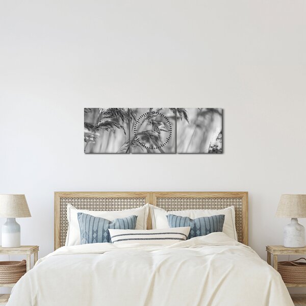 Obraz - Lipnica, čiernobiela (s hodinami) (90x30 cm)
