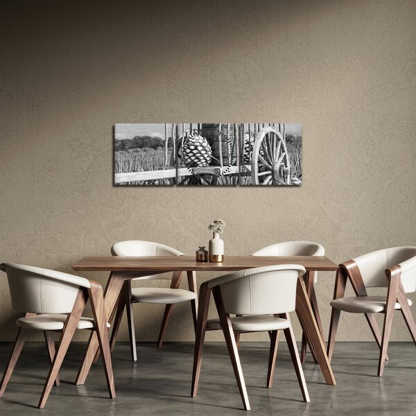 Obraz - Prívesný vozík, čiernobiela (s hodinami) (90x30 cm)