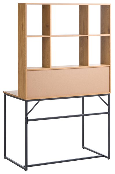 Písací stôl svetlohnedý MDF 105 x 60 cm s 8 otvorenými policami a 4 zásuvkami úložný priestor škandinávsky štýl