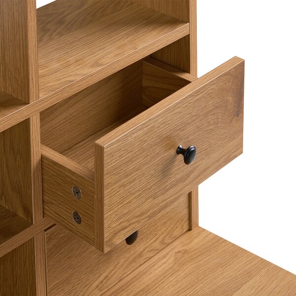 Písací stôl svetlohnedý MDF 105 x 60 cm s 8 otvorenými policami a 4 zásuvkami úložný priestor škandinávsky štýl