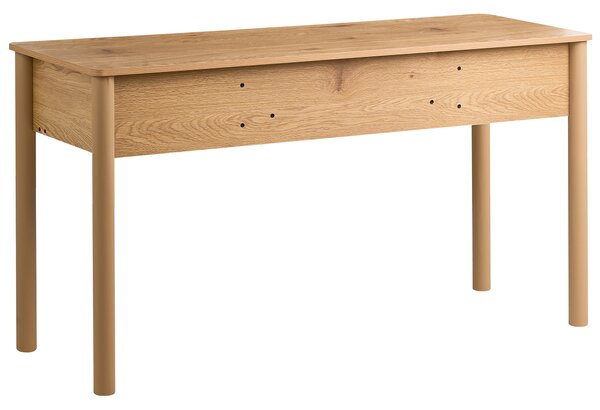 Písací stôl svetlohnedý MDF 140 x 50 cm otvorená polica 2 zásuvky úložný priestor škandinávsky štýl pracovňa