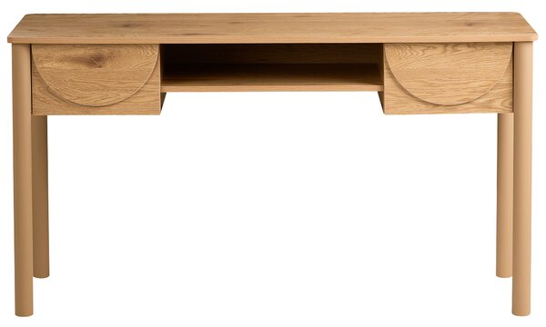 Písací stôl svetlohnedý MDF 140 x 50 cm otvorená polica 2 zásuvky úložný priestor škandinávsky štýl pracovňa
