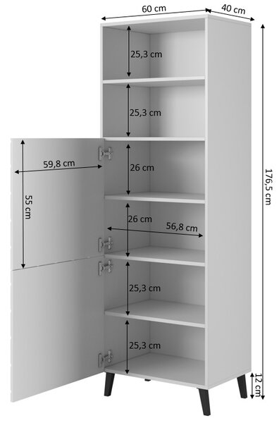 REGÁL DIOS ČIERNY LESK NA NOŽIČKÁCH 60 cm