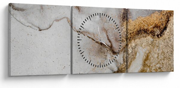 Obraz - Mramorový atrament (s hodinami) (90x30 cm)