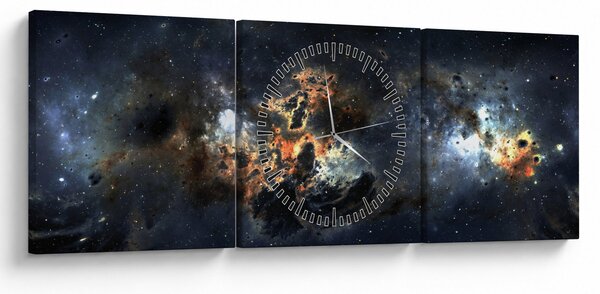 Obraz - Vesmír s hmlovinou (s hodinami) (90x30 cm)