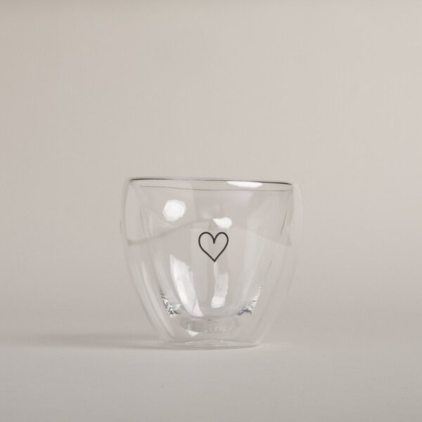 Sklenený hrnček Heart Double Glass 250 ml