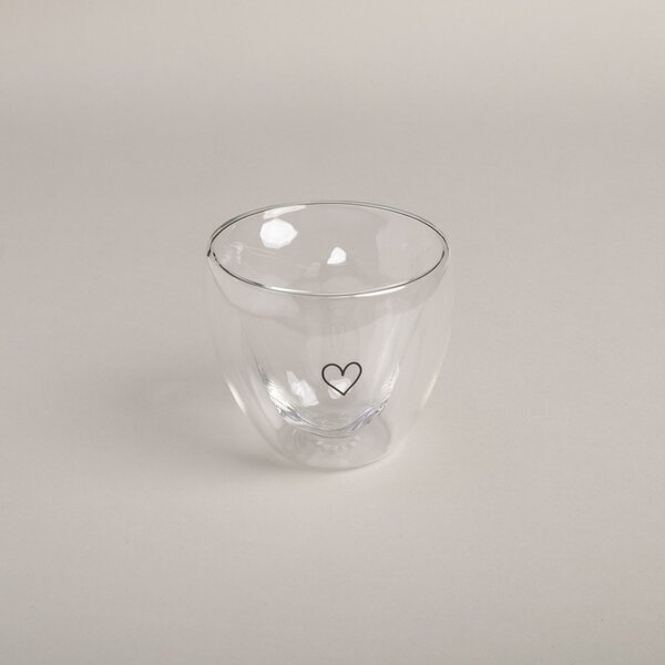 Sklenený hrnček Heart Double Glass 250 ml
