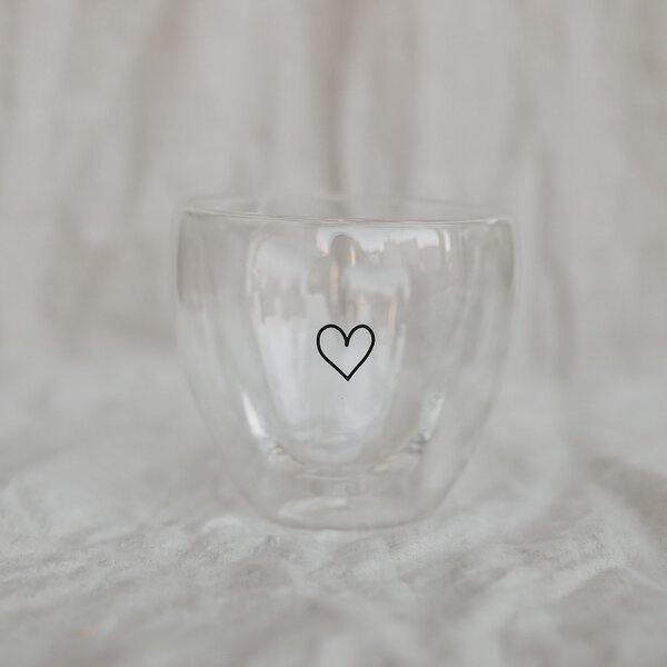 Sklenený hrnček Heart Double Glass 250 ml