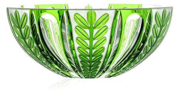 Bohemia Crystal Ručne brúsená misa Paprade Zelená 280mm