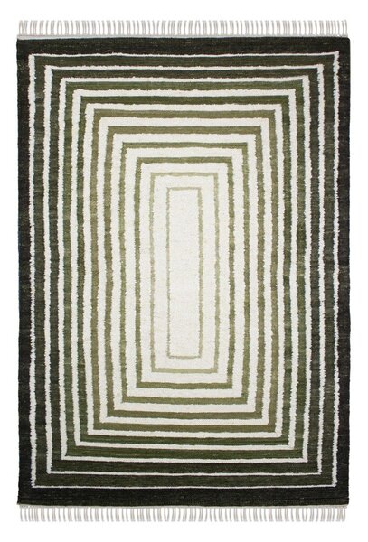 Zelený ručne tkaný koberec s prímesou vlny 140x200 cm Boucle Frame – Flair Rugs