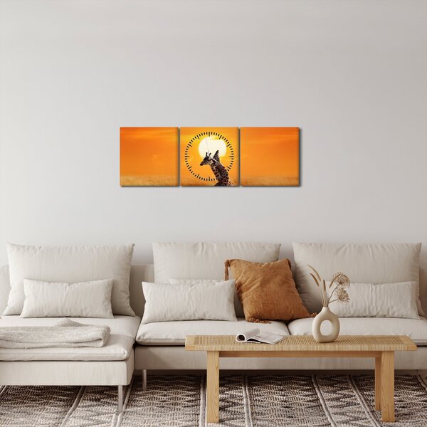Obraz - Žirafy v národnom parku Serengeti (s hodinami) (90x30 cm)