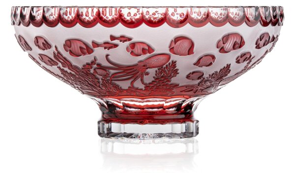 Bohemia Crystal Ručne brúsená misa Ocean Rubín 305mm