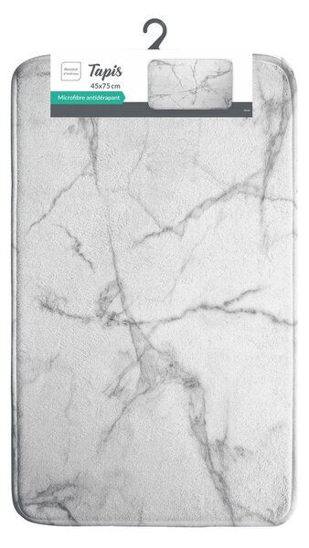 Biela/sivá textilná kúpeľňová predložka 45x75 cm Marbre – douceur d'intérieur