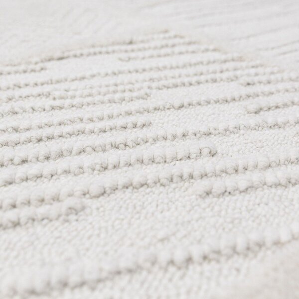 Biely ručne tkaný koberec s prímesou vlny 140x200 cm Sculptured Blocks – Flair Rugs