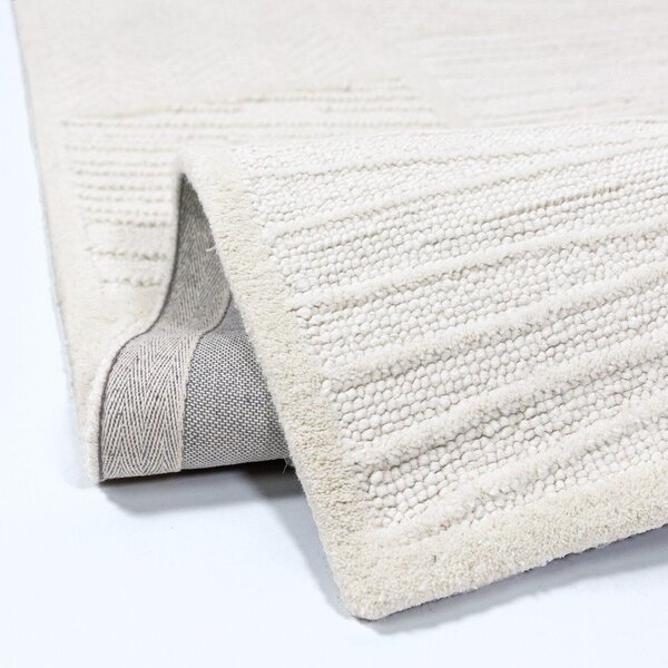 Biely ručne tkaný koberec s prímesou vlny 140x200 cm Sculptured Blocks – Flair Rugs