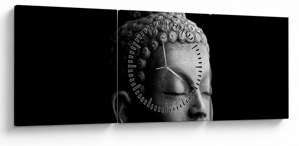 Obraz - Budha, portrét (s hodinami) (90x30 cm)