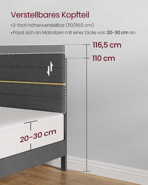 Manželská posteľ 140 cm RMB504G01 sivá