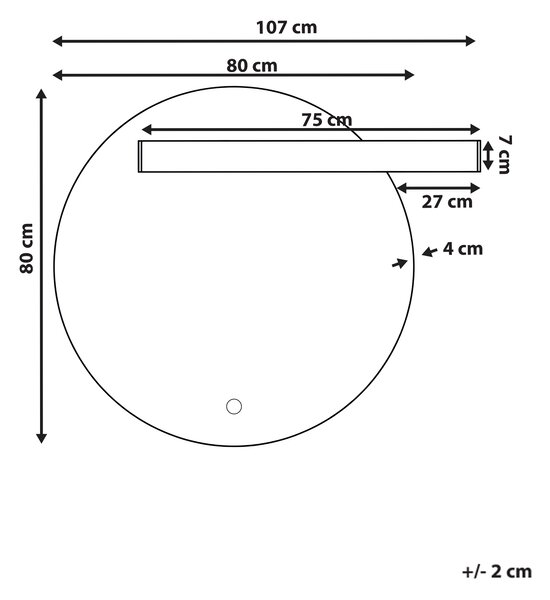 Nástenné závesné zrkadlo s LED osvetlením strieborné okrúhly tvar 90 x 80 cm moderný štýl kúpeľňa spálňa