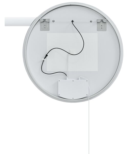 Nástenné závesné zrkadlo s LED osvetlením strieborné okrúhly tvar 90 x 80 cm moderný štýl kúpeľňa spálňa