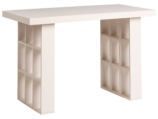 Písací stôl svetlobéžový MDF 120 x 60 cm s 18 policami úložný priestor škandinávsky štýl