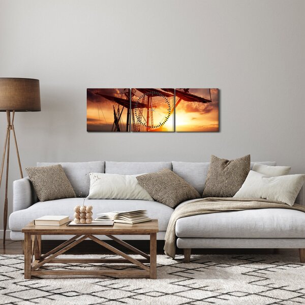 Obraz - Staroveká pirátska loď (s hodinami) (90x30 cm)