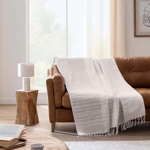 Krémovobiely bavlnený pléd 125x150 cm Lilia – douceur d'intérieur