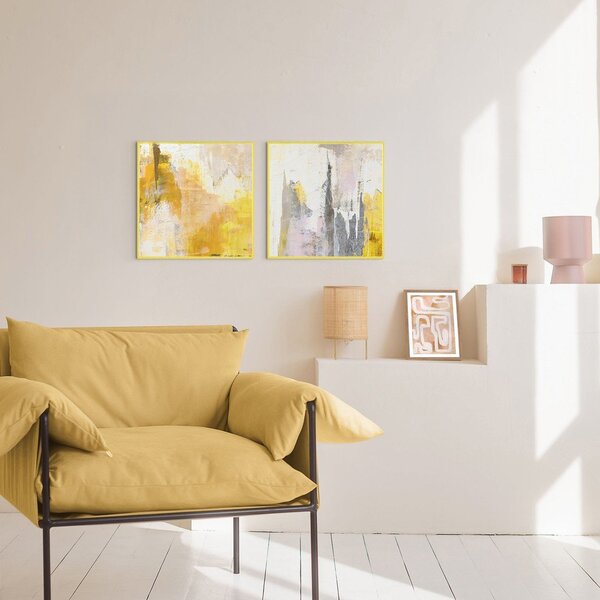 Tlačené/s ručne maľovanými prvkami obrazy v súprave 2 ks s rámom/na plátne 41,5x41,5 cm New Age Yellow – Malerifabrikken