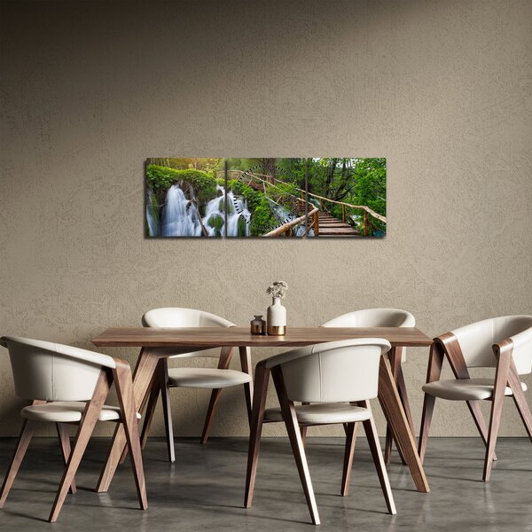 Obraz - Plitvické jazerá (s hodinami) (90x30 cm)